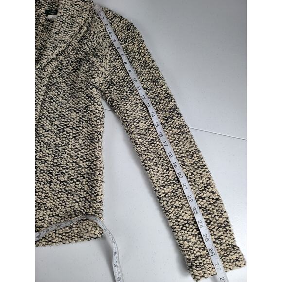 J Crew Black White Gray Black Tweed Wool Hand Knit Cardigan Sweater Medium - Picture 4 of 7